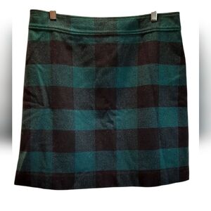J. Crew Factory Green and Black Plaid Pencil Skirt